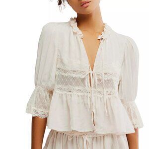 NWT: Free People Intimately Forever Young Bed Jacket White Alyssum BOHO XS